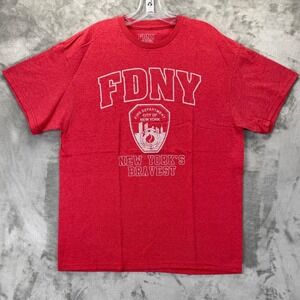 FDNY New Yorks Bravest Fire Department City‎ of New York T-Shirt Mens Large Red